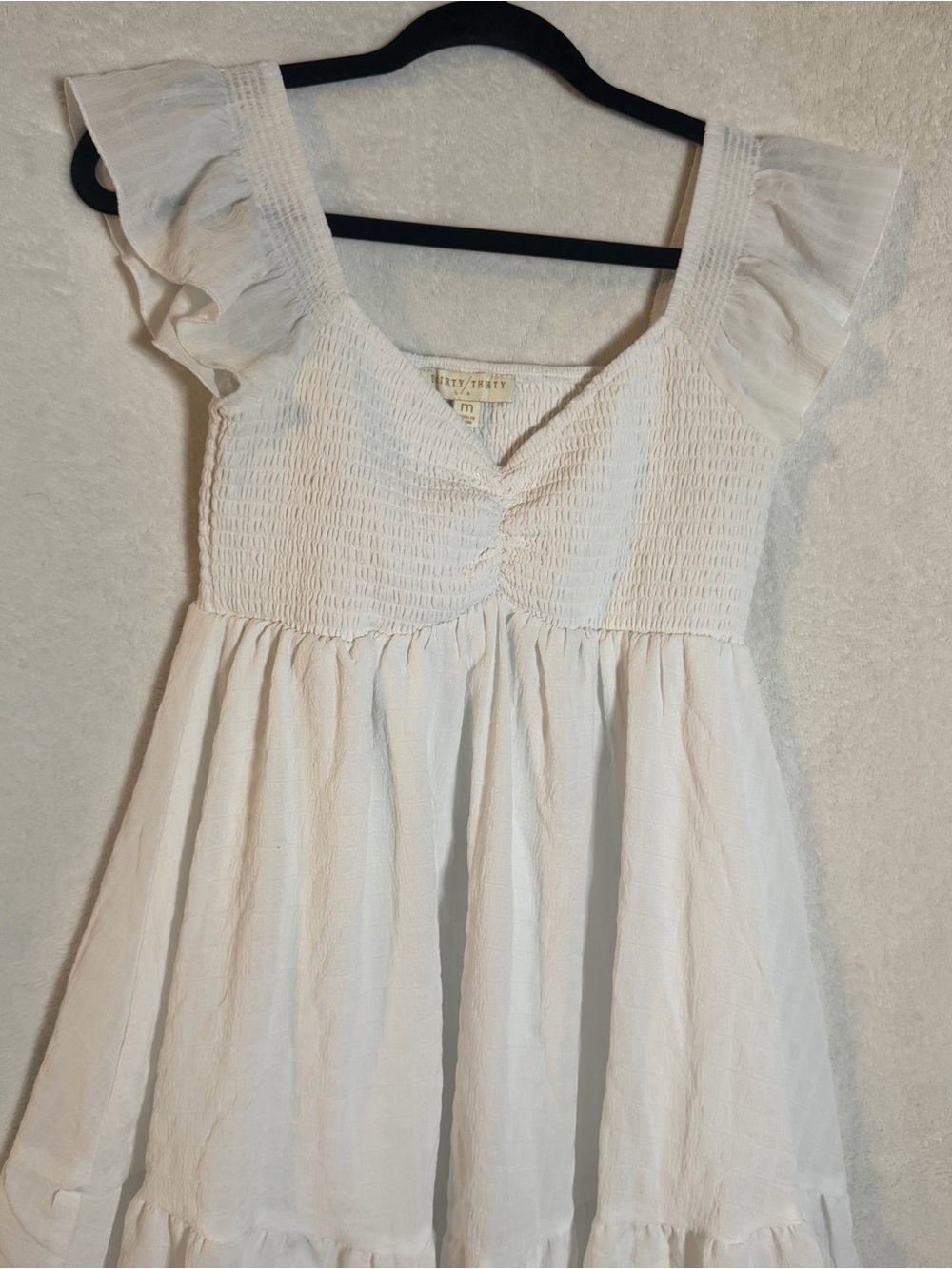 White Ruffle Sleeve Summer Dress